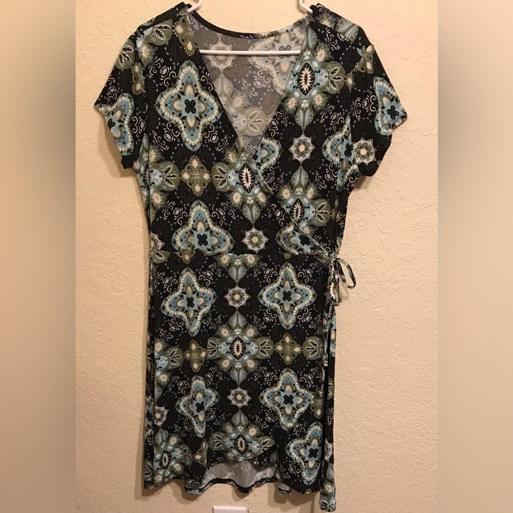 Printed Faux Wrap Dress